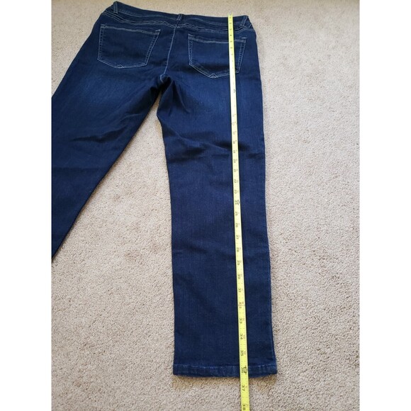 Democracy Ab Solution Stretch Sides Zipper Elastic Waist Taper Blue Jeans Sz 12 - Picture 8 of 13